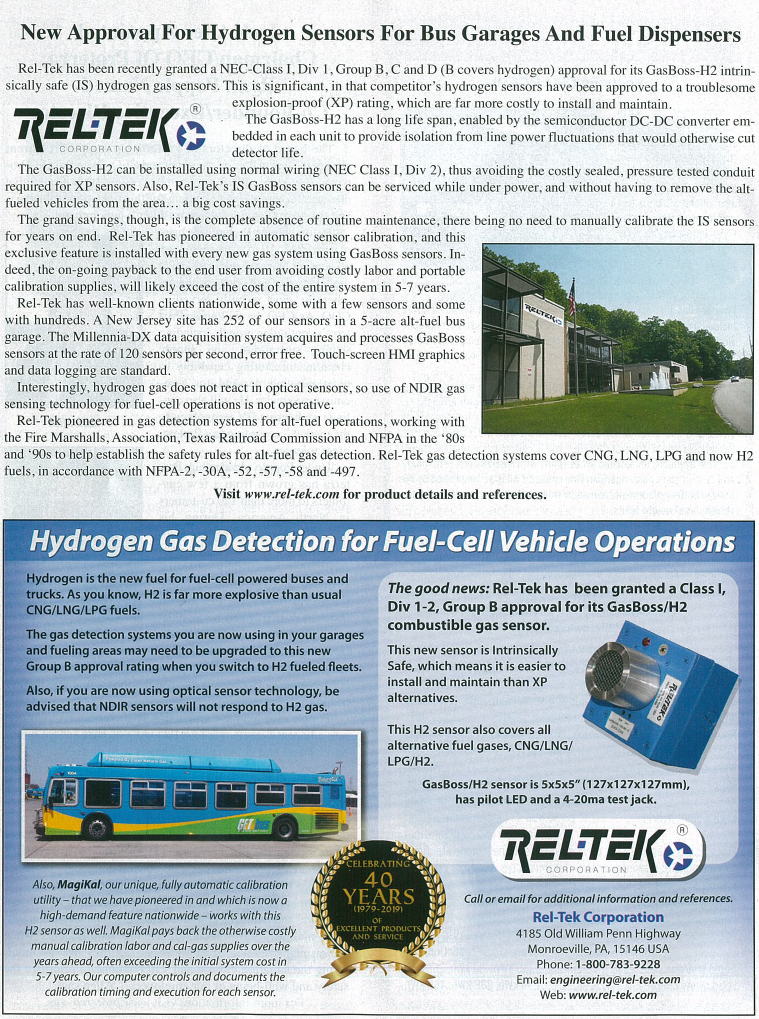 New Approval For Hydrogen Sensors For Bus Garages And Fuel Dispensers